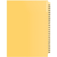 Davis Index Divider - 1/25 - Digit - 101 to 125 - 8.50" Divider Width x 11" Divider Length - Buff Divider - 25 Pack