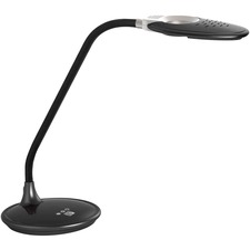 Dainolite 5W Table Lamp w/ Magnifier, Black - 20" (508 mm) Height - 6" (152.40 mm) Width - 5 W LED Bulb - Silver - Adjustable, Dimmable, Touch-activated, Gooseneck - 300 lm Lumens - Plastic - Table Top, Desk Mountable - Black - for Table, Office, Workstat