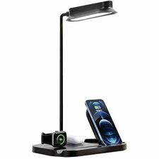 Royal Sovereign LED Desk Lamp with Wireless Fast Charging - LED Bulb - Wireless Charging, Rotating Base, Flexible - 800 lm Lumens - Desk Mountable - Black - for Desk