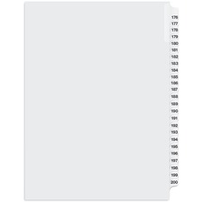 Davis Index Divider - Printed Tab(s) - 1/25 - Digit - 176-200 - 8.50" Divider Width x 11" Divider Length - White Divider - 25 / Pack