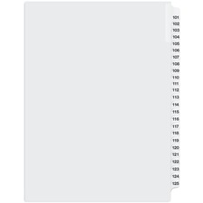Davis Index Divider - Printed Tab(s) - 1/25 - Digit - 101-125 - 8.50" Divider Width x 11" Divider Length - White Divider - 1 Each