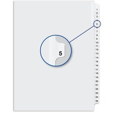Davis Index Divider - Printed Tab(s) - 1/25 - Digit - 5 - 8.50" Divider Width x 11" Divider Length - White Divider - 25 / Pack