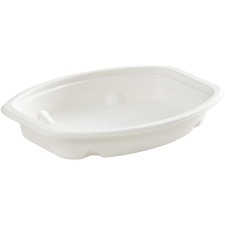 Eco Guardian 12 oz Oval Fiblre Compostable Containers - Microwave Safe - Sugarcane Fiber Body - 50 / Pack