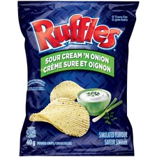 Ruffles Sour Cream n' Onion Potato Chips - Sour Cream & Onion - 40 g - 48 / Box