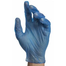 Stellar Vitridex Examination Gloves - X-Large Size - For Right/Left Hand - Polyvinyl Chloride (PVC), Nitrile - Blue - Non-sterile, Powder-free, Latex-free, Beaded Cuff - For Examination, Dental, Veterinary, Laboratory, Food Service, Emergency Medical Service (EMS), Tattoo Studio, Beauty Salon, Cosmetology, Healthcare Working - 100 / Box - 4 mil (0.10 mm) Thickness - 9.50" (241.30 mm) Glove Length