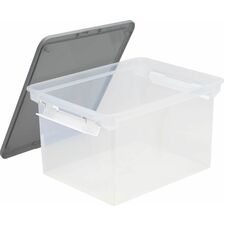 Storex Storage Case - External Dimensions: 14.5" Width x 20" Depth x 11.5"Height - 35.02 L - Media Size Supported: Letter - Heavy Duty - Stackable - Plastic - Gray, Clear - For Document, Folder, File - 1 Each