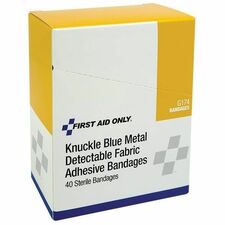 First Aid Central Adhesive Blue Metal Detectable Fabric Knuckle Bandages, 40/Box - 40/Box