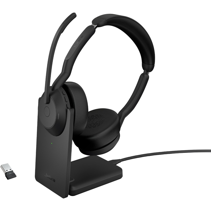 Jabra Evolve2 55 Headset - Stereo - Wireless - Bluetooth - 98.4 ft (30 m) - 20 Hz to 20 kHz - On-ear - Binaural - Supra-aural - MEMS Technology, Noise Cancelling Microphone - Noise Canceling