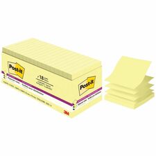 Post-it® Adhesive Note - 90 x Canary Yellow - 3" x 3" - 90 Sheets per Pad - Canary Yellow - Recyclable, Super Sticky, Repositionable, Removable - 18 Pad
