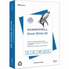Hammermill Great White Recycled Copy Paper - White - 92 Brightness - Letter - 8 1/2" x 11" - 20 lb Basis Weight - 500 / Pack - FSC - Acid-free, Archival-safe, Jam-free - White