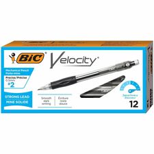 BIC Velocity Original Mechanical Pencil , Fine Point (0.5 mm), Assorted-colour Barrels, 12-Count Pack, Pencils for School and Office Supplies - #2 Lead - 0.5 mm Lead Diameter - Fine Point - Refillable - Black Lead - Assorted Plastic Barrel - 12 / Box