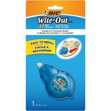 BIC Wite Out Brand EZ Refill Correction Tape, 1-Count Pack of White Correction Tape, Easy to Refill for Office or School - White Tape - Refillable, Easy to Use, Film-based, Quick Drying, Tear Resistant, Reusable - 1