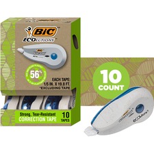 Wite-Out Ecolutions Correction Tape - 0.20" (5 mm) Width x 19.7 ft Length - Disposable, Protective Cap, Tear Resistant - 10 / Box