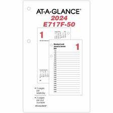 At-a-Glance Desk Calendar Refill Pad - Daily - January 2024 - December 2024 - 7:00 AM to 5:00 PM, Half-hourly - 1 Day Single Page Layout - 3 1/2" x 6" Sheet Size - Bilingual, Pad