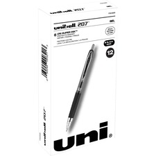 uniball™ 207 Retractable Gel - Bold Pen Point - 1 mm Pen Point Size - Refillable - Retractable - Black Gel-based Ink - Clear Barrel - 1 Each