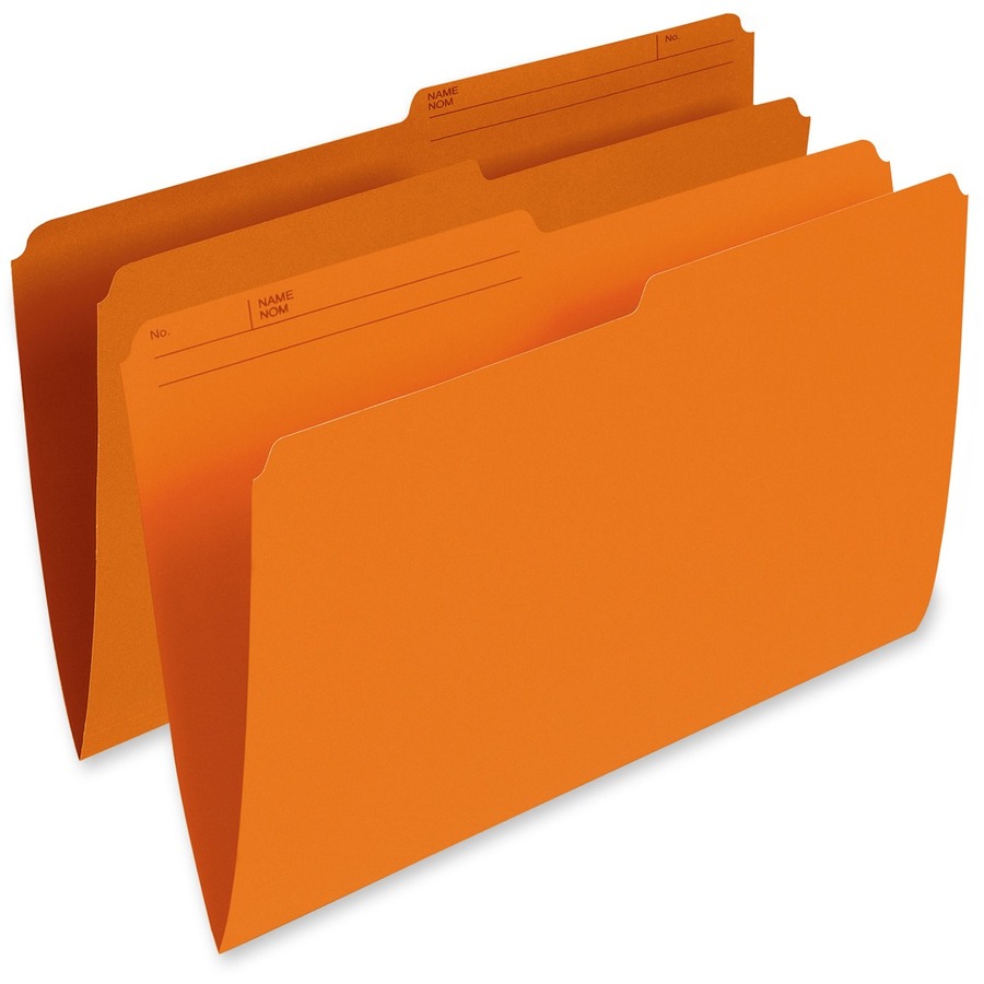 Esselte 1/2 Tab Cut Legal Recycled Top Tab File Folder - 8 1/2" (215.90 mm) x 14" (355.60 mm) - 10.5 pt. (3.70 mm) - Orange - 10% Recycled - 100 / Box