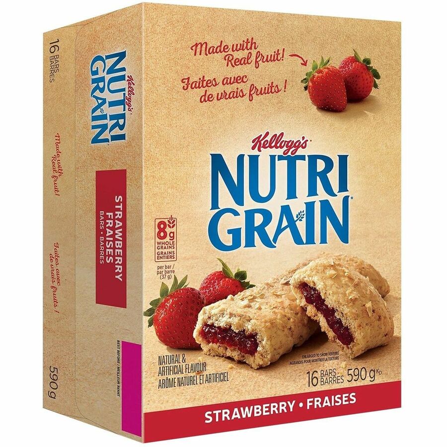 Nutri-Grain Strawberry Cereal Bars - Individually Wrapped - Strawberry - 1.31 oz (37 g) - 16 / Box
