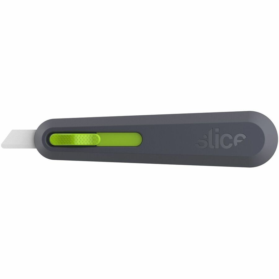 Dentec Slice Utility Knife Smarty Series Auto Retractable - Ceramic Blade - Retractable, Durable, Non-magnetic, Non-sparking, Rust-free Blade, Lanyard Hole, Ambidextrous, Non-conductive - Ceramic, Plastic, Zirconia, Glass-filled Nylon - Green, Gray, White - 1 Each