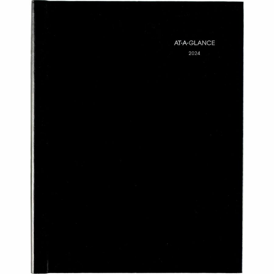 At-A-Glance 2026 Premiere Weekly Appointment Book - 11" H x 8" W - Black - Bilingual - Weekly - 12 Month - January 2026 to December 2026 - Quarter-hourly, 7:00 AM to 9:45 PM - Monday - Friday, 7:00 AM to 6:45 PM - Saturday - 1 Week Double Page Layout - 8" (203.20 mm) x 11" (279.40 mm) Sheet Size - Spiral Bound - Black Paper Cover - Monthly Tab, Tabbed, Hard Cover, Bleed Resistant Paper - 1 Each