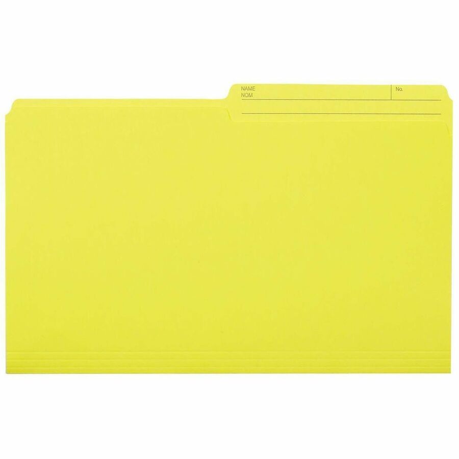 Grand & Toy 1/2 Tab Cut Legal Recycled Storage Folder - 8 1/2" (215.90 mm) x 14" (355.60 mm) - Yellow - 10% Recycled - 100 / Unit