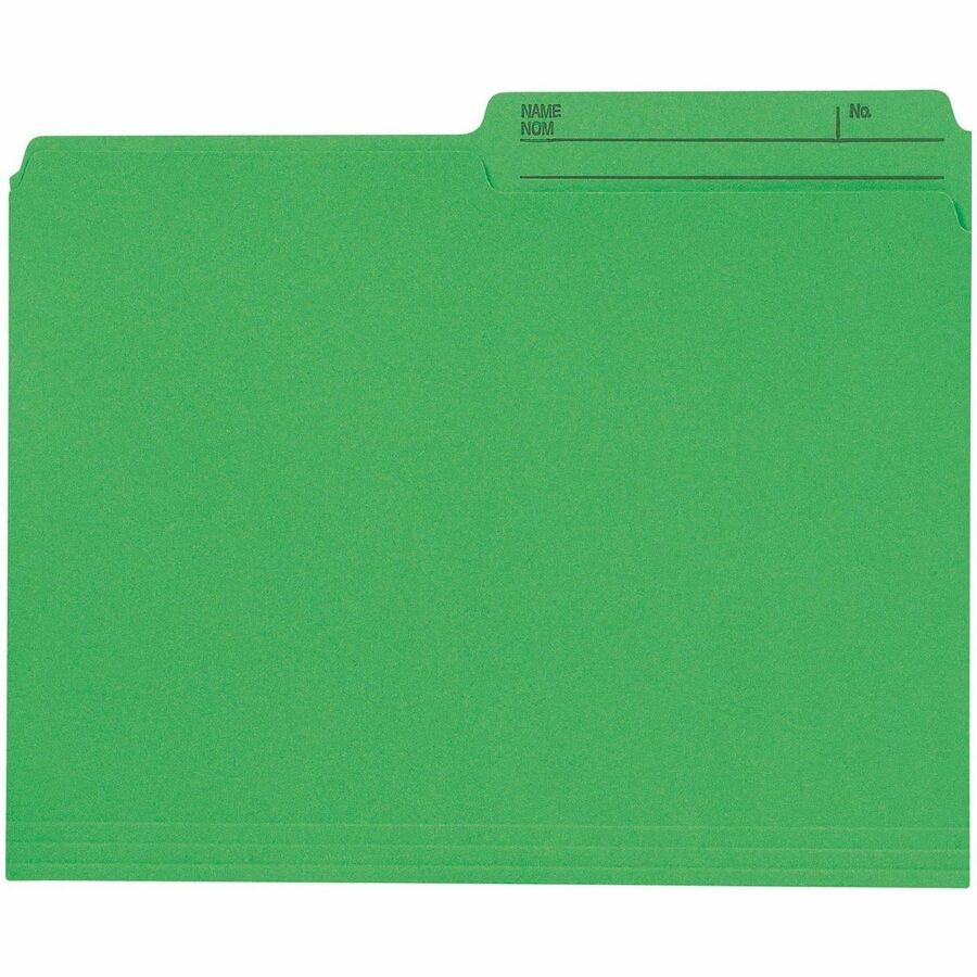 Grand & Toy 1/2 Tab Cut Letter Recycled Storage Folder - 8 1/2" (215.90 mm) x 11" (279.40 mm) - Green - 10% Recycled - 100 / Unit