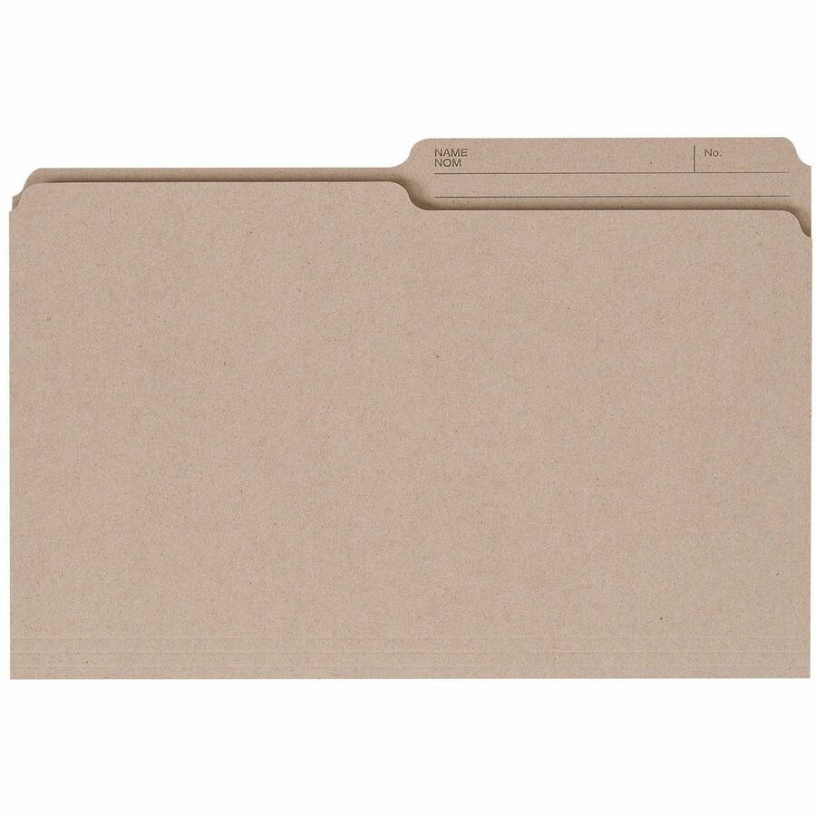 Grand & Toy 1/2 Tab Cut Legal Recycled Storage Folder - 8 1/2" (215.90 mm) x 14" (355.60 mm) - Natural - 100% Recycled - 10 / Unit
