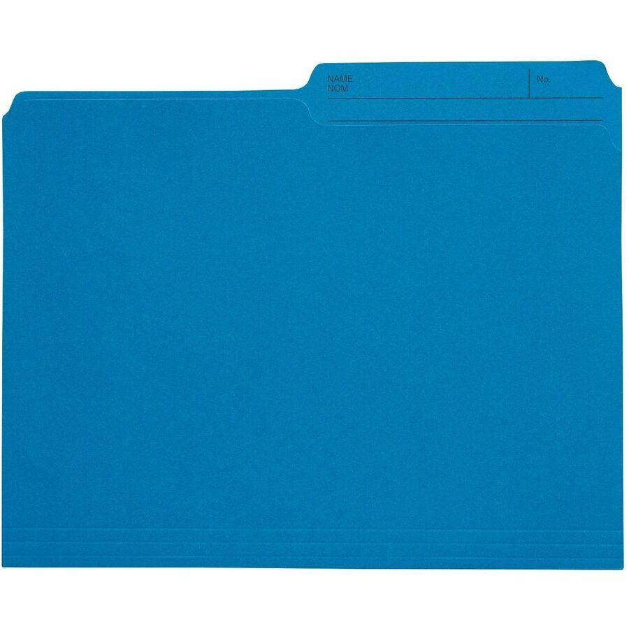 Grand & Toy 1/2 Tab Cut Letter Recycled Storage Folder - 8 1/2" (215.90 mm) x 11" (279.40 mm) - Blue - 10% Recycled - 100 / Unit