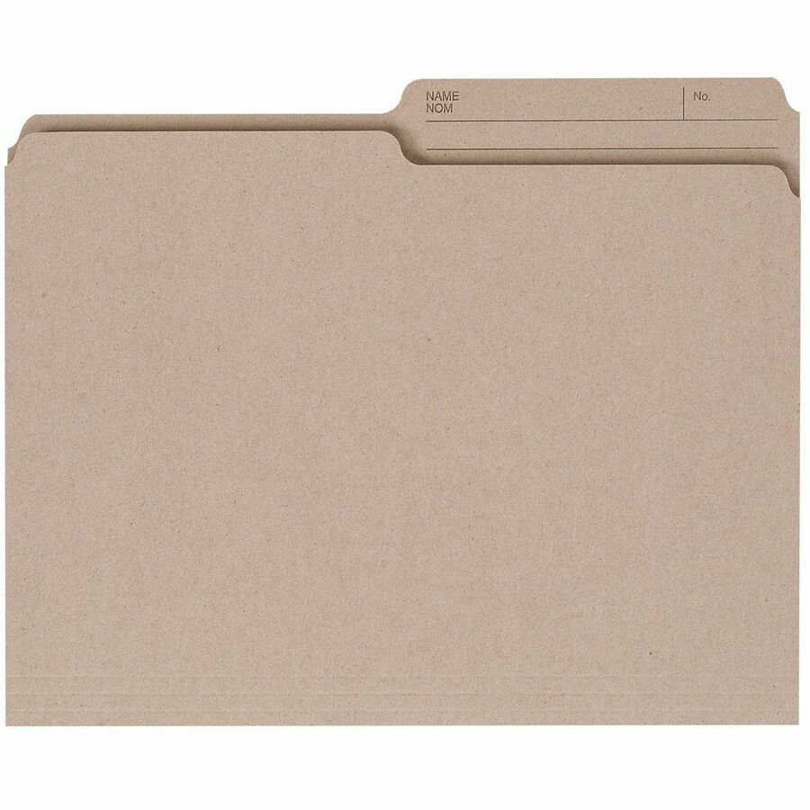 Grand & Toy 1/2 Tab Cut Letter Recycled Storage Folder - 8 1/2" (215.90 mm) x 11" (279.40 mm) - Natural - 100% Recycled - 100 / Unit