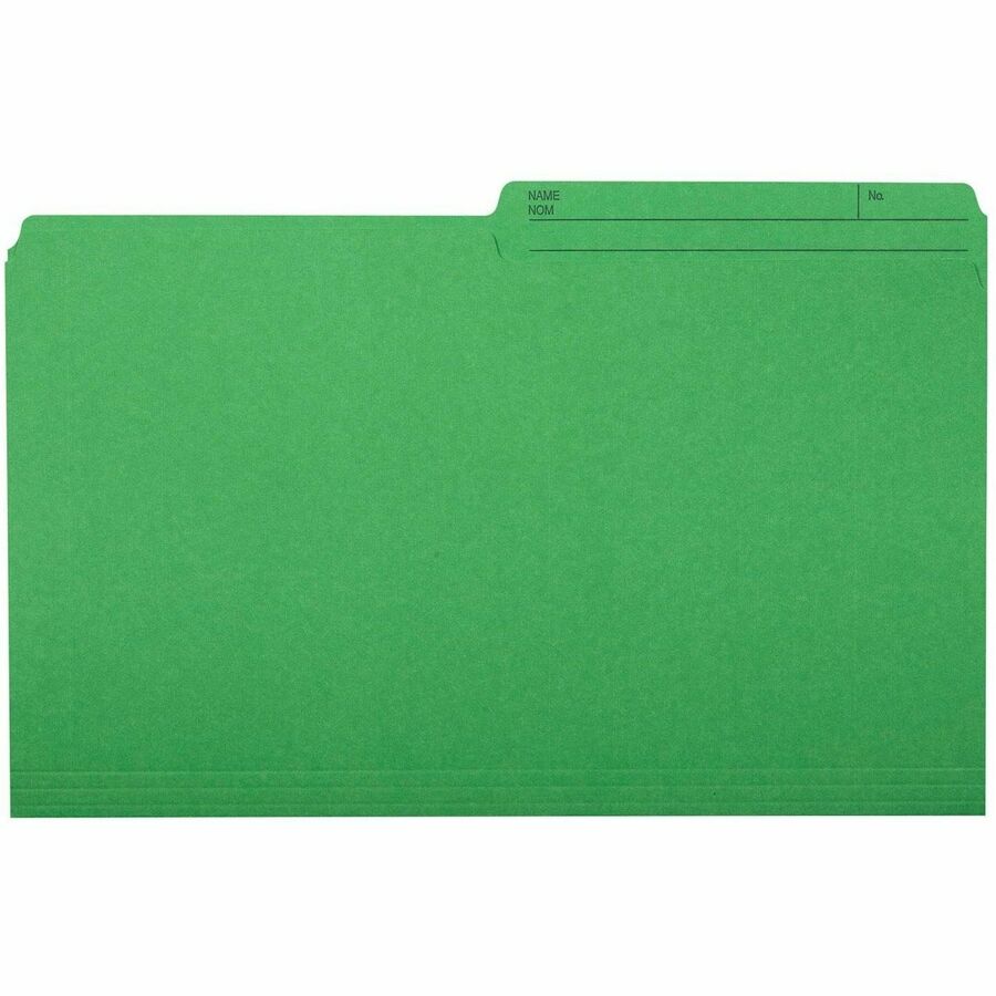 Grand & Toy 1/2 Tab Cut Legal Recycled Storage Folder - 8 1/2" (215.90 mm) x 14" (355.60 mm) - Green - 10% Recycled - 100 / Unit