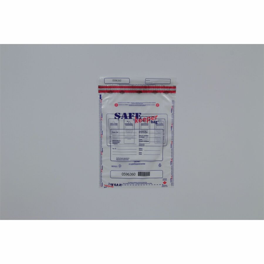 keeperbag 12x16 SAFE keeperbag" Security Deposit Bag - Clear - 16" (406.40 mm) Length x 12" (304.80 mm) Width - Seal Closure - Clear - Plastic, Polyethylene - Transporting, Bank, Commercial, Deposit, Currency Handling - 500 / Pack