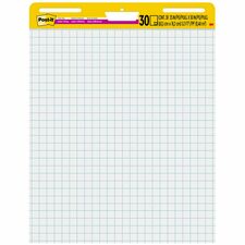 Post-it® Self-Stick Easel Pad Value Pack - 30 Sheets - Stapled - Feint - Blue Margin - 18.50 lb Basis Weight - 25" x 30" - White Paper - Self-adhesive, Repositionable, Resist Bleed-through, Removable, Sturdy Back, Cardboard Back - 2 / Carton
