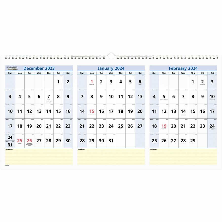 Small PM5028 AT-A-GLANCE 2019 Monthly Desk / Wall Calendar Wirebound QuickNotes 11 x 8 