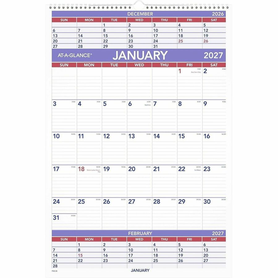 At A Glance 3 Month Wall Calendar Julian Dates Quarterly 1 Year 