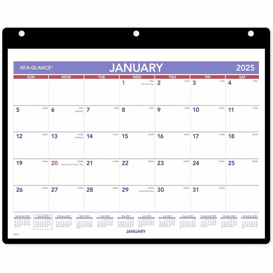 At A Glance Monthly Desk Wall Calendar With Poly Holder Julian Dates Monthly 1 Year