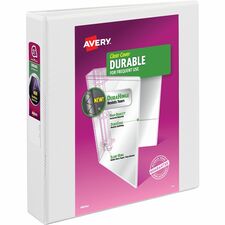 Avery Durable View Binder1" , Slant D Rings, White - 1 1/2" Binder Capacity - Letter - 8 1/2" x 11" Sheet Size - 375 Sheet Capacity - 3 x Slant Ring Fastener(s) - 2 Pocket(s) - Polypropylene - Recycled - Pocket, Durable, Tear Resistant, Flexible, Sp