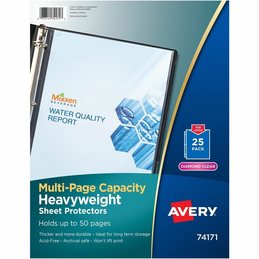 AVERY Page Size Sheet Protectors, Diamond Clear, Fits Letter Size -8.5 x  11, 50 Sheets (78630) : : Office Products