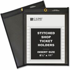 C-Line Letter Vinyl File Pocket - 8 1/2" x 11" - Pressboard, Vinyl, Metal - Clear, Black - 25 / Box