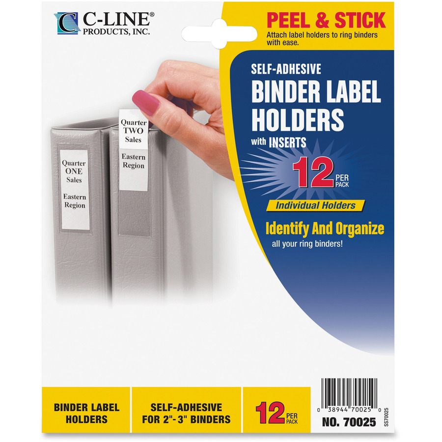 C-Line Self-Adhesive Binder Label Holders - For 2-3 Inch Ring Binders ...