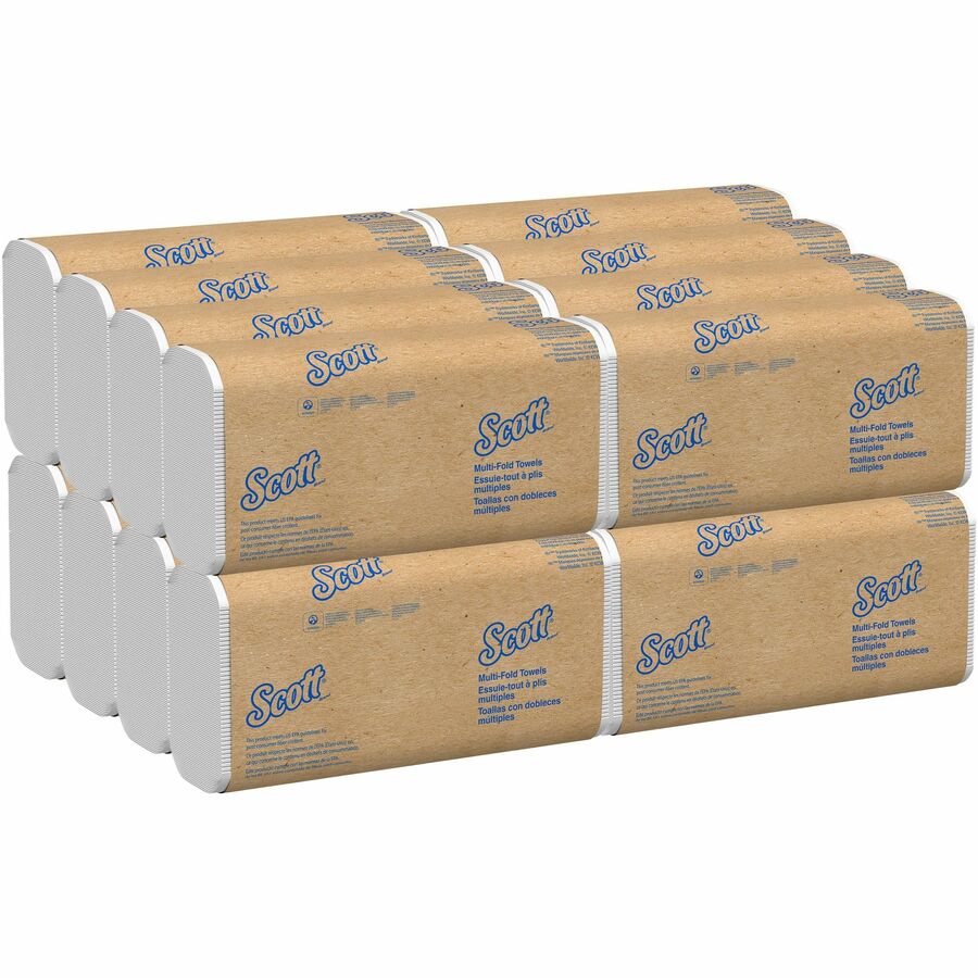 250 Towels/Pack Scott Multi-Fold Paper Towels 16 Packs/Carton KCI01804 