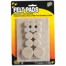 Master Mfg. Co Scratch Guard® Felt Pads, Combo Pack - Polyester Felt, 3/16" Thick, Beige, 25/pk: 1 ea. pad, 4 ea. 1-1/2" Dia., 8 ea. 1" Dia., 12 ea. 3/4" Dia. Circles