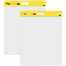 Post-it® Self-Stick Easel Pads - 20 Sheets - Plain - Stapled - 18.50 lb Basis Weight - 20" x 23" - White Paper - Self-adhesive, Repositionable, Bleed Resistant, Cardboard Back - 2 / Pack