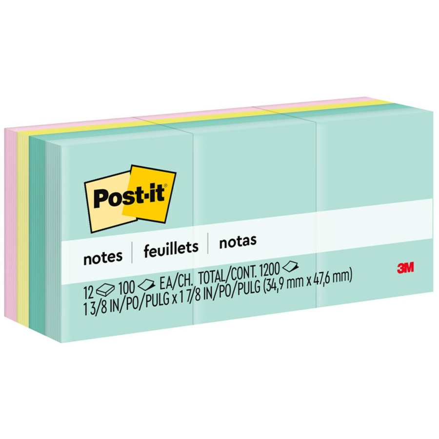 Greener Note Pads 12/pack 100-Sheet 1 1/2 X 2 Canary Yellow