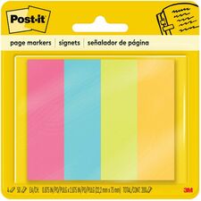 Post-it Page Markers - 1" x 3" - Rectangle - Assorted - Removable, Self-adhesive - 1 / Pack