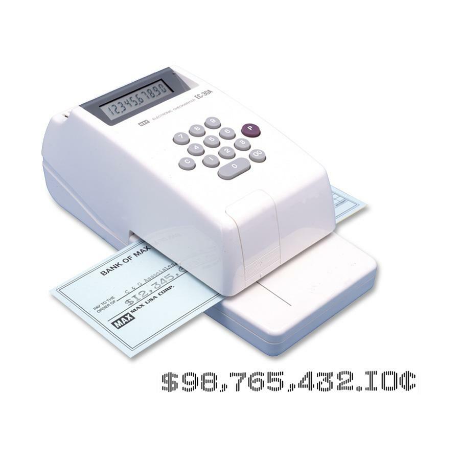 Max EC-30A 10 Digit Electronic Print Check Writer White for sale online