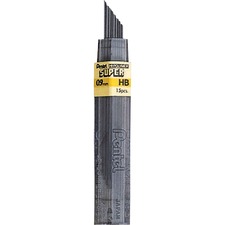 Pentel Super Hi-Polymer Leads - 0.9 mmBold Point - HB - Black - 15 / Tube