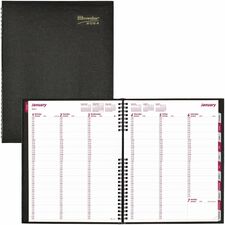 Brownline CoilPro Weekly Planner - Weekly - January 2024 - December 2024 - 7:00 AM to 8:45 PM - Monday - Friday, 7:00 AM to 5:45 PM - Saturday - 2 Week Double Page Layout - 8 1/2" x 11" Sheet Size - Twin Wire - Black - Pocket, Phone Directory, Address Dir