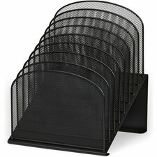 Safco Onyx Wire Mesh Desktop Organizer - 8 Compartment(s) - 1" (25.40 mm) - 14" Height x 11.8" Width x 10.8" Depth - Desktop - Black - Steel - 1 Each