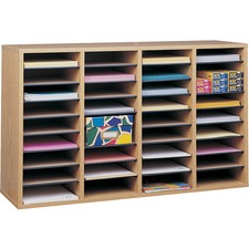 Safco Adjustable Shelves Literature Organizers - 36 Compartment(s) - Compartment Size 2.50" (63.50 mm) x 9" (228.60 mm) x 11.50" (292.10 mm) - 24" Height x 39.4" Width x 11.8" Depth - Medium Oak - Wood - 1 Each