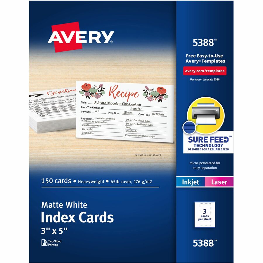 Avery 8371 Business Cards, 2 x 3-1/2, InkJet Printable, Matte White -  200/Box 
