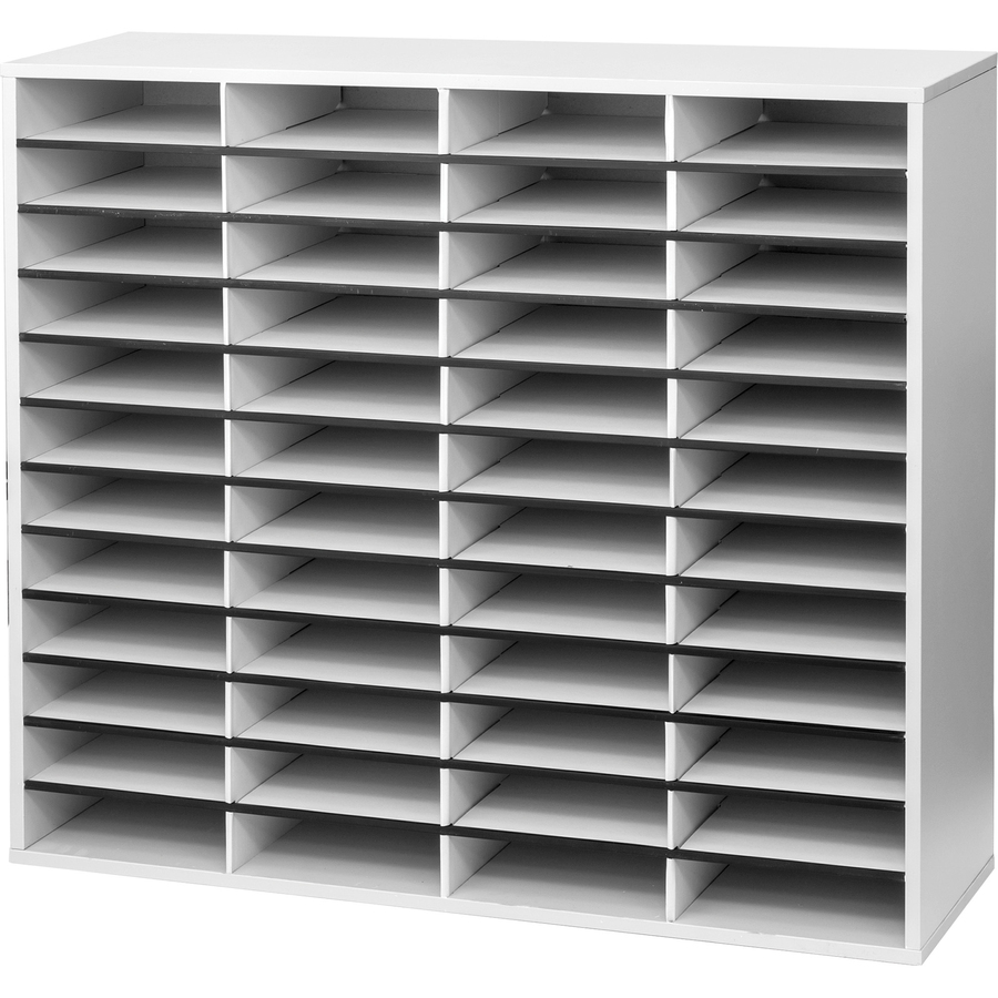 Fellowes 24 Compartment Literature Organizer - Letter Size Document Sorter, Dove Gray